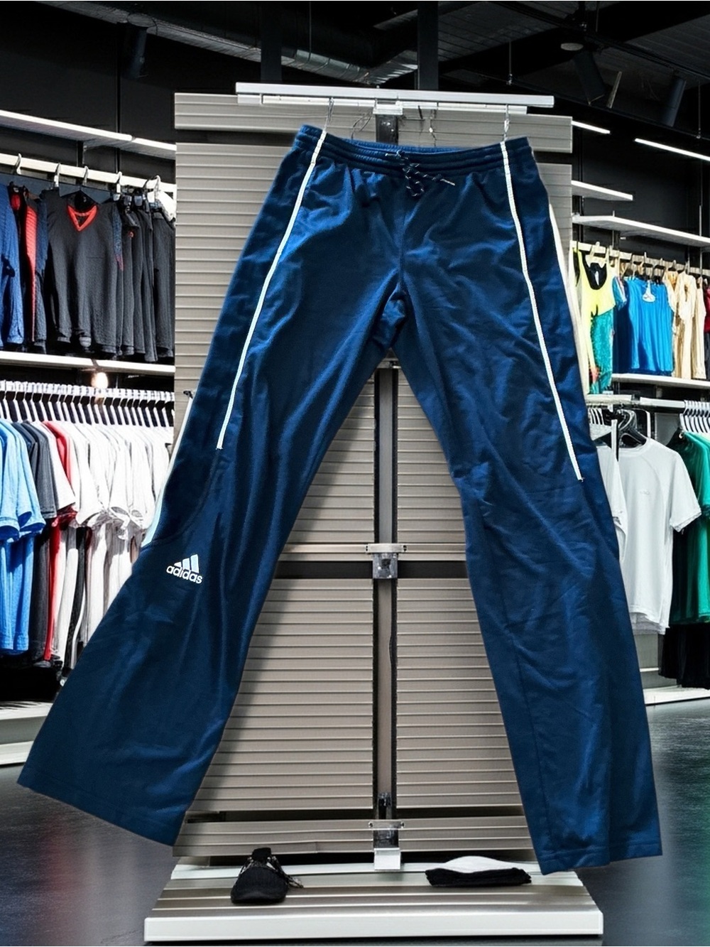 Adidas Navy Track Pants Size Small Zip Hem Athletic Training Joggers NWOT